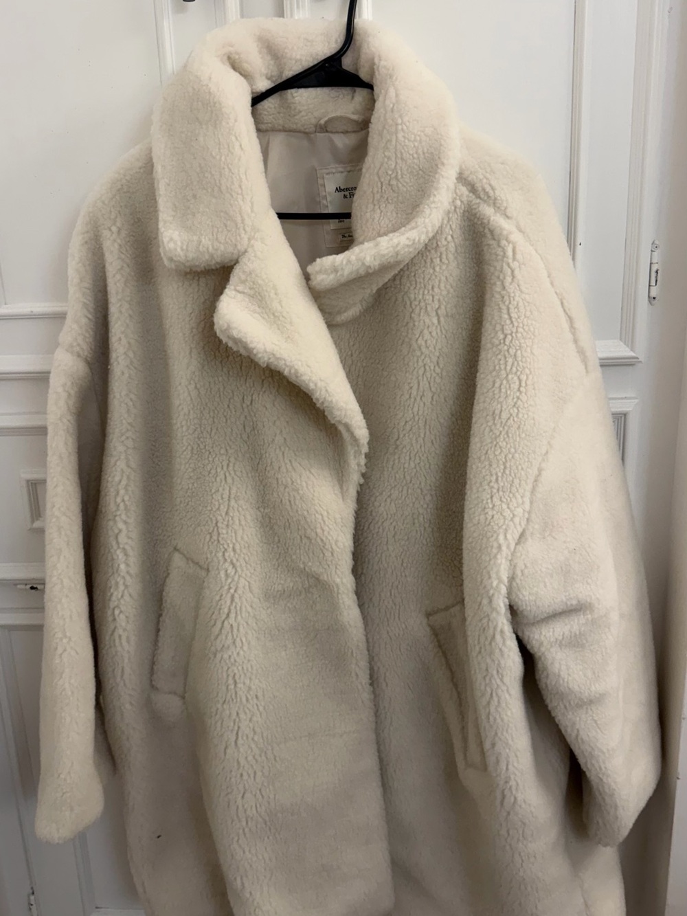 Abercrombie & Fitch Cream Faux Shearling Teddy Coat